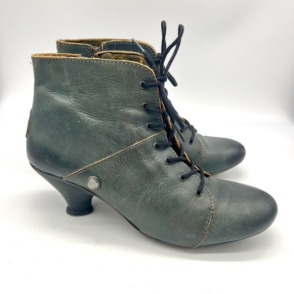 Fly London Dark Green Witchy Lace-Up Ankle Boots w Cone Heel Eu 39 (US 8-8.5) - Picture 7 of 10